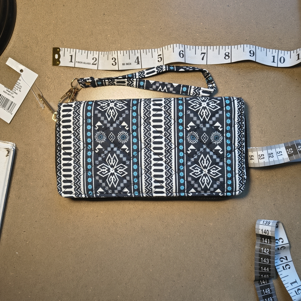 Stylish White and Blue Patterned Women's Clutch